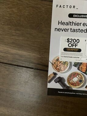Factor Meals Promotional Flyer - White with Black Text